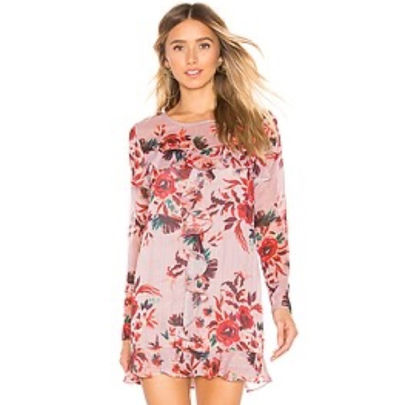 Lovers + Friends Bella Mini Dress in Holiday Floral Romantic Ruffle Roses Size L - Picture 7 of 7